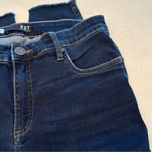 KUT From The Kloth Connie Ankle Skinny Jeans Frayed Hem Dark Blue Women’s Size 8 - Picture 9 of 15